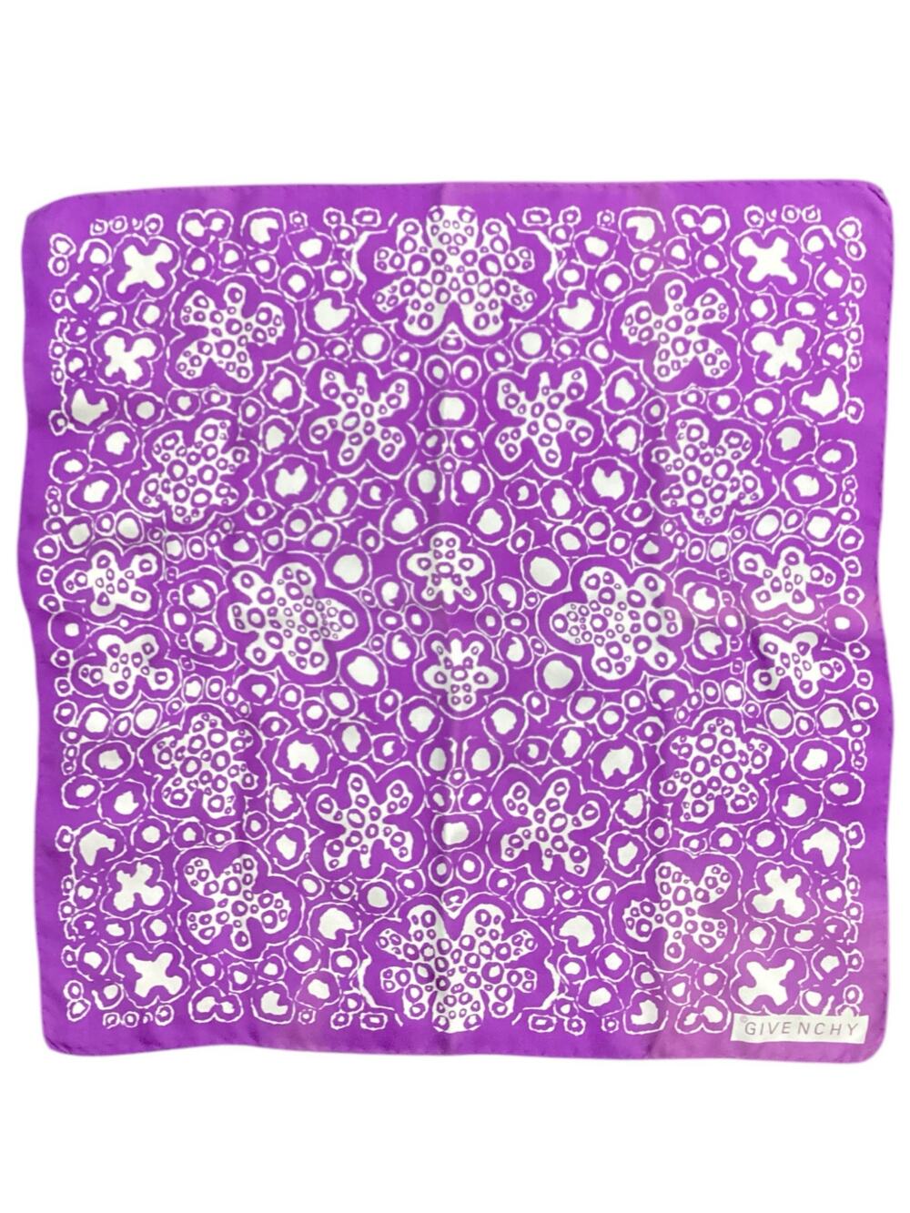 Vintage Givenchy Women’s Square Scarf Purple And White Silk